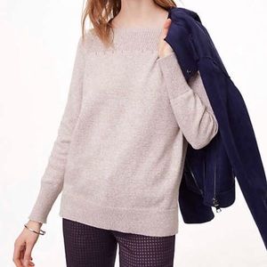 NWT Loft Rib Trim Boatneck Sweater - Oatmeal